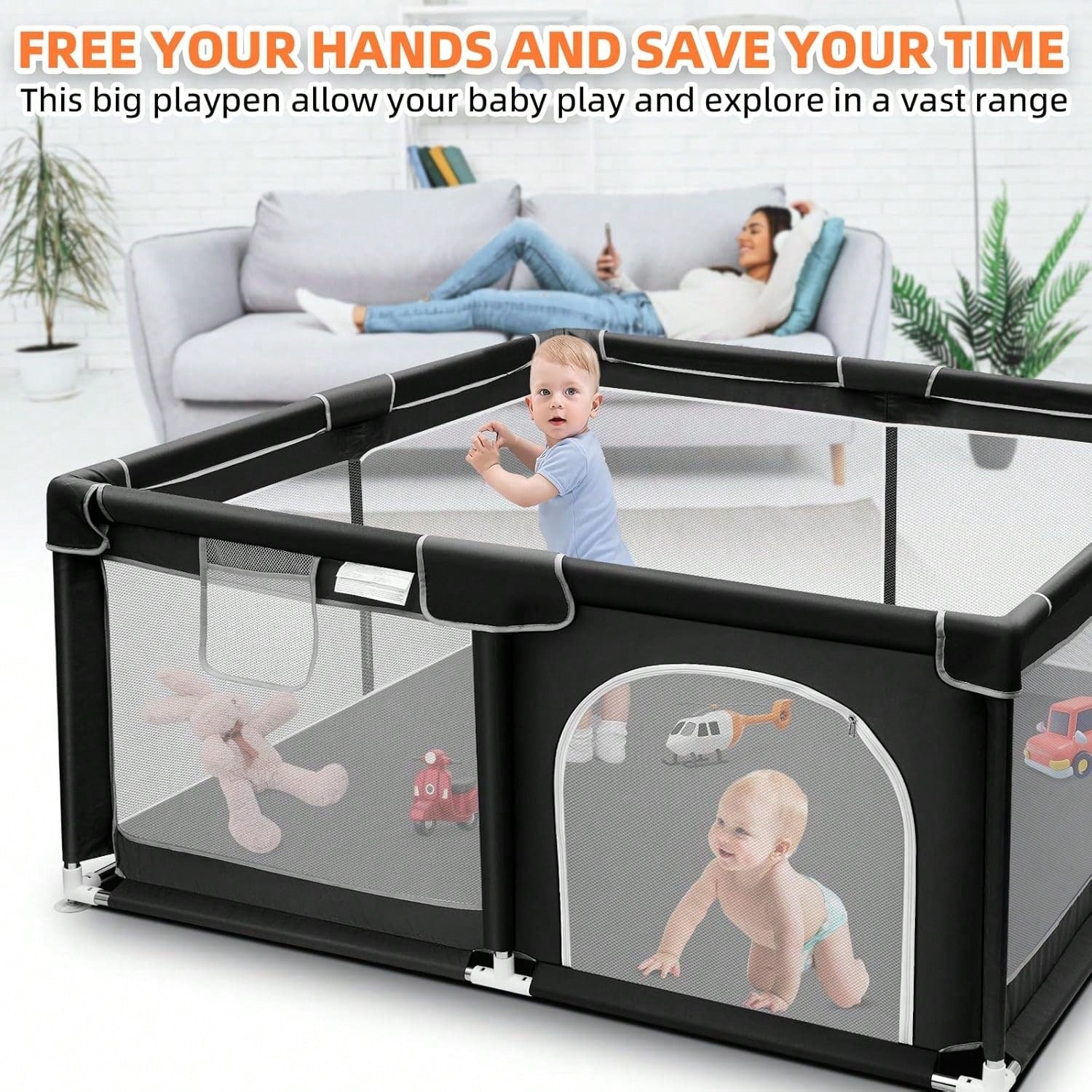 Baby Playpen,Portable Playground,Baby Gate Fence With Soft Breathable Mesh&Anti-Slip Base,Indoor And Outdoor,Baby Playen Activity Center,Newborn Gift