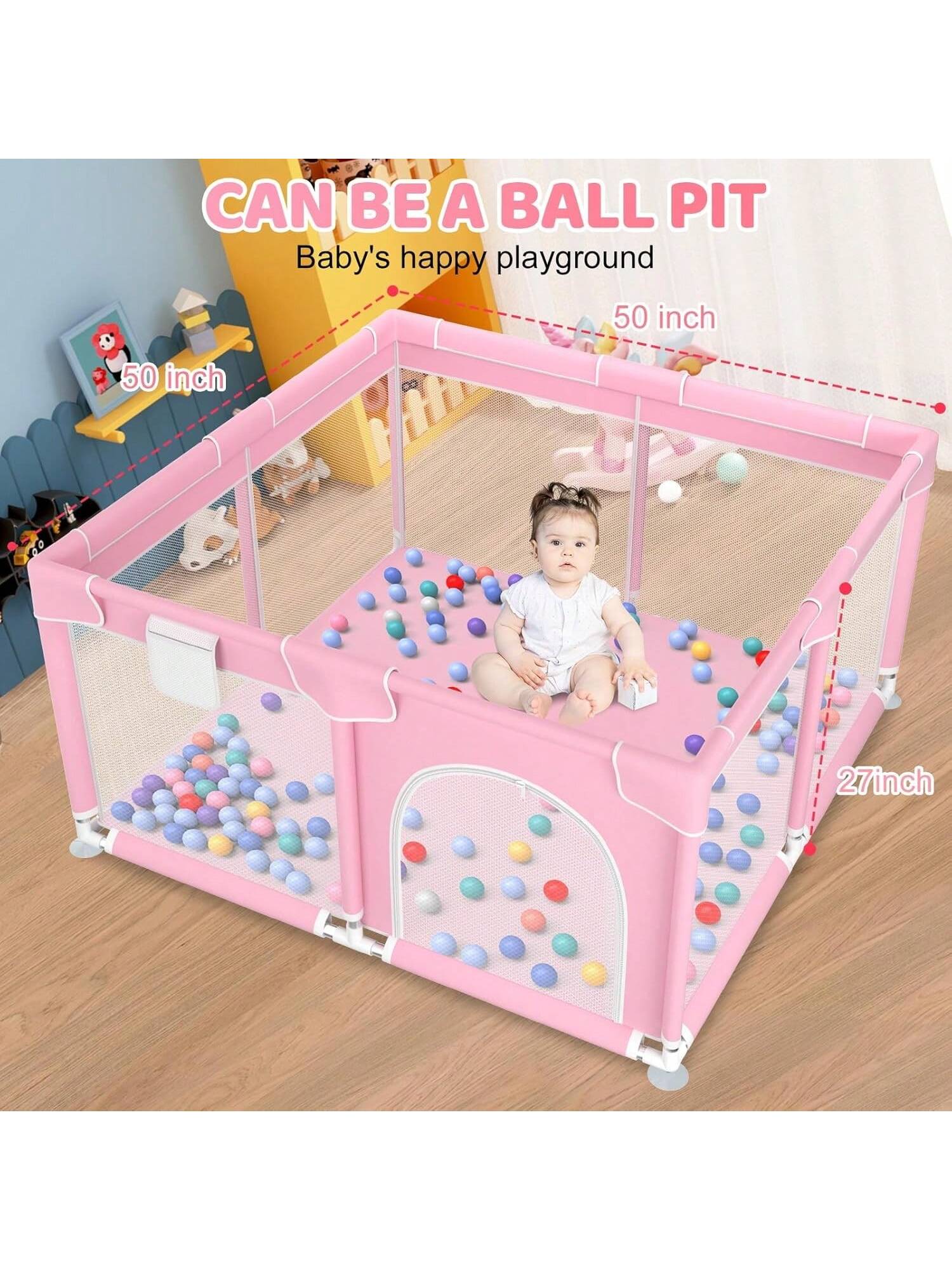 Baby Playpen,Portable Playground,Baby Gate Fence With Soft Breathable Mesh&Anti-Slip Base,Indoor And Outdoor,Baby Playen Activity Center,Newborn Gift