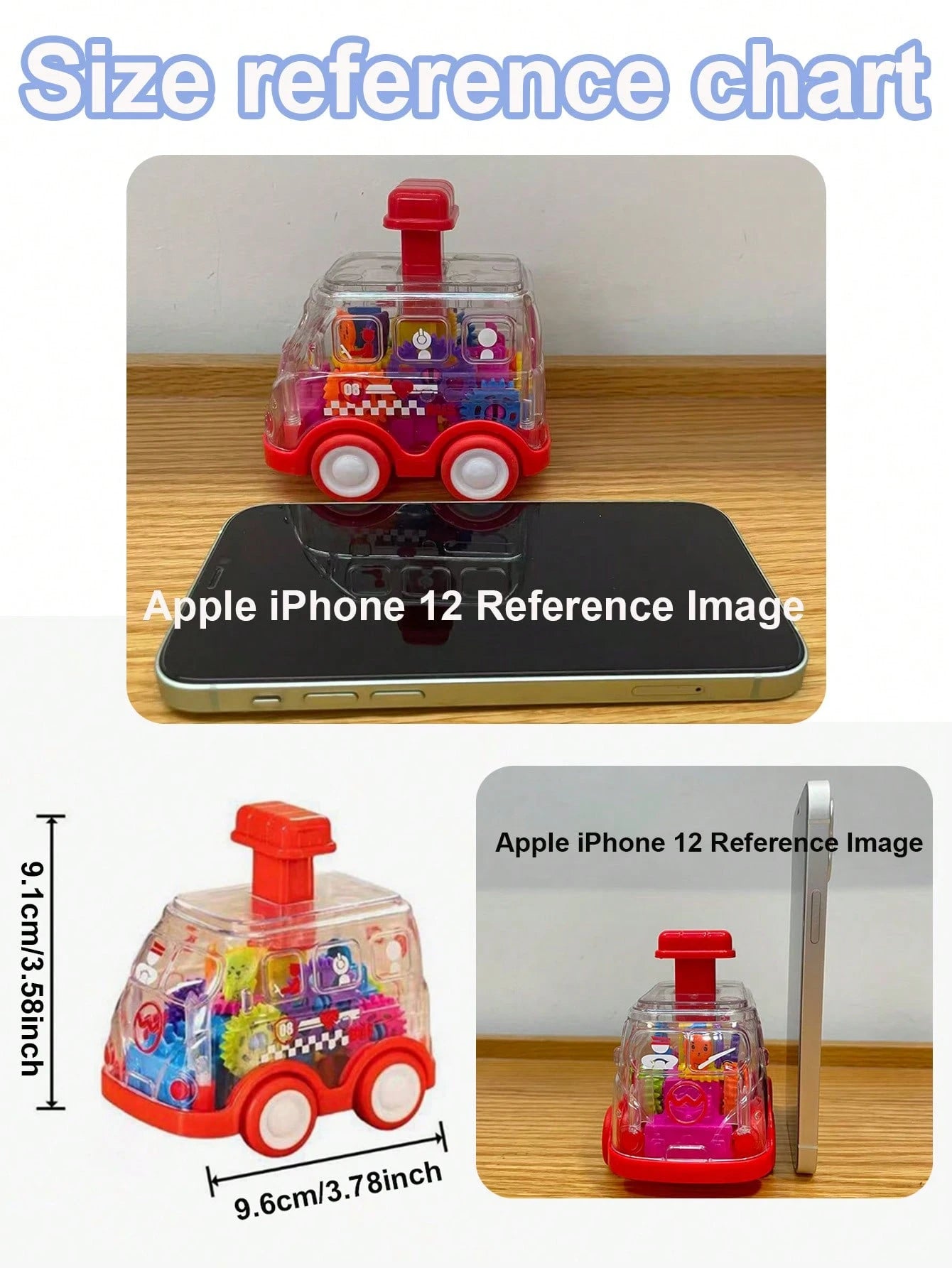 Baby Press Down Transparent Gear Toy Car, Educational Infant Cognitive Toy Car Gift (Some Accessories Color Random)