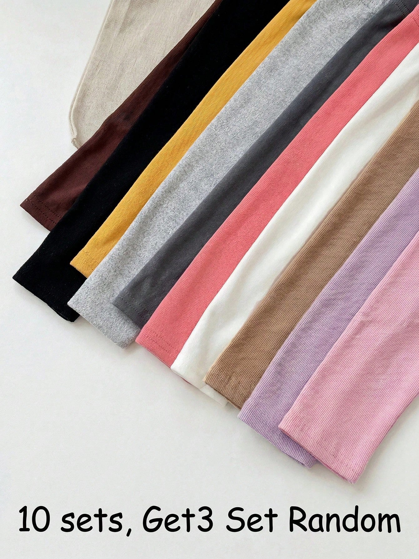 Babygirl Casual Cute Versatile Knit Solid Color Elastic Waist Long Pants Multi-Piece Set(10 Sets, Get3 Set Random)