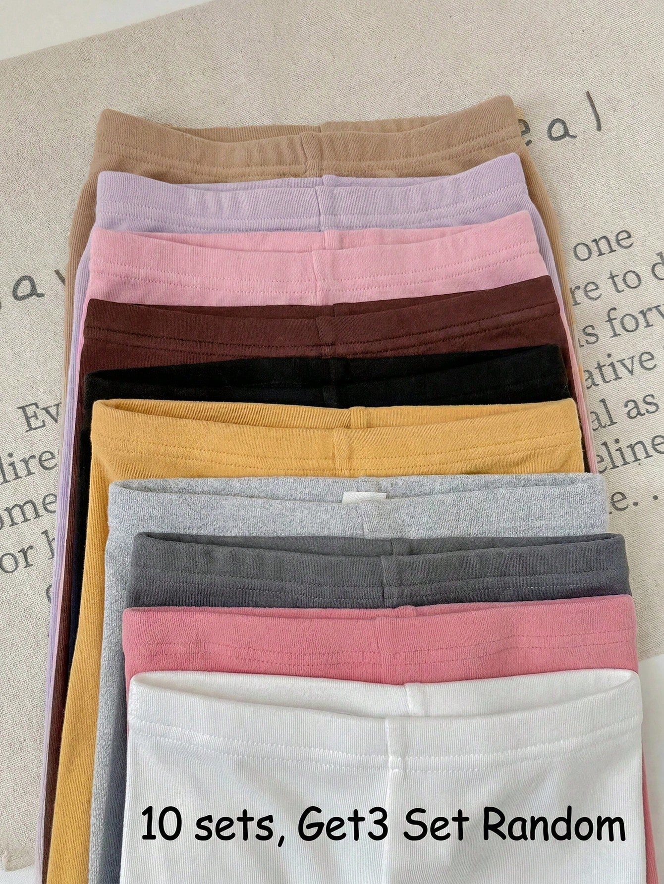 Babygirl Casual Cute Versatile Knit Solid Color Elastic Waist Long Pants Multi-Piece Set(10 Sets, Get3 Set Random)