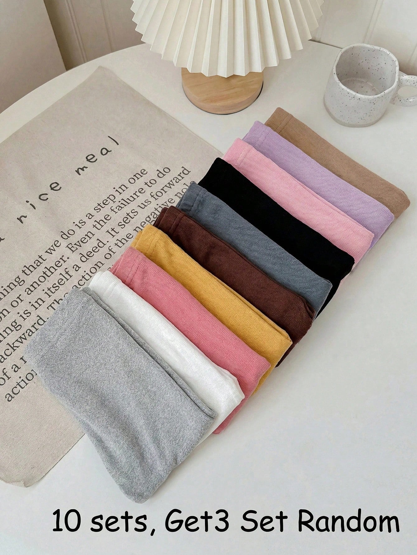 Babygirl Casual Cute Versatile Knit Solid Color Elastic Waist Long Pants Multi-Piece Set(10 Sets, Get3 Set Random)