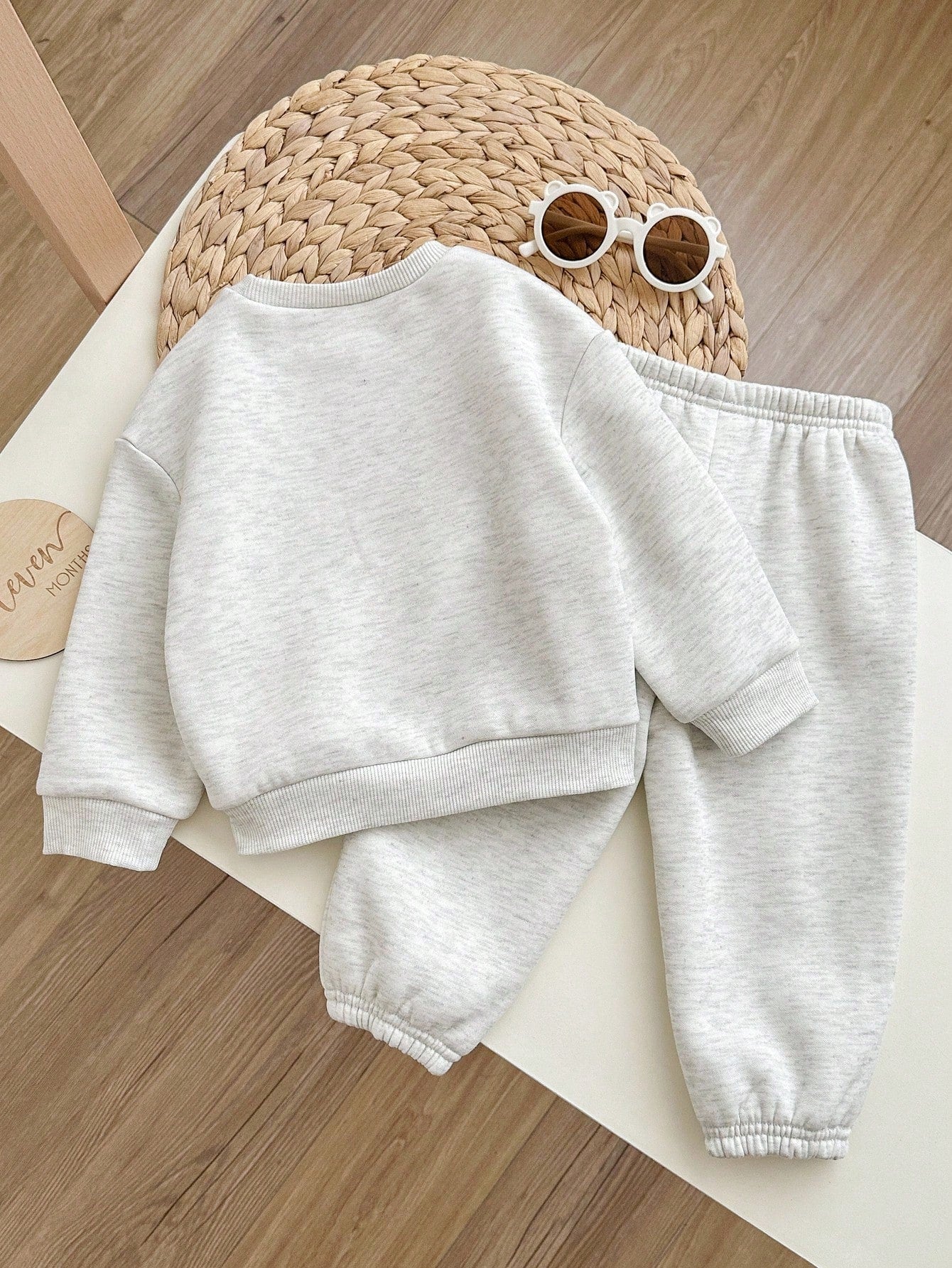Babygirl Cute Grey Letter Print Long Sleeve Sweatshirt And Pants Set,Autumn Casual Back-To-School Red And White Sportswear Winter Baby Sweat Outfits