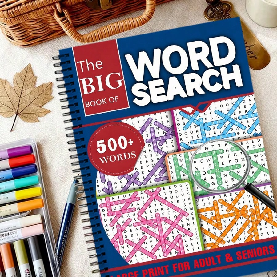 Back To School Season! Word Search Puzzle Book, Spiral Bound 20 Pages, Suitable For Adults And Seniors- 500+ Words, Large Print, Enhance Memory And Cognitive Ability, Gift For Retired Parents, Christ