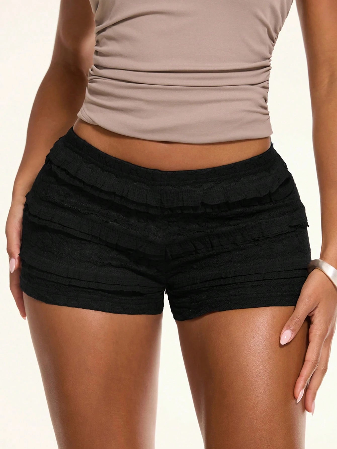 BAE Women's Striped Elastic Waist Fitted Shorts/Summer/Beach/Vacation,Micro Shorts