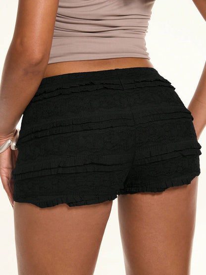 BAE Women's Striped Elastic Waist Fitted Shorts/Summer/Beach/Vacation,Micro Shorts