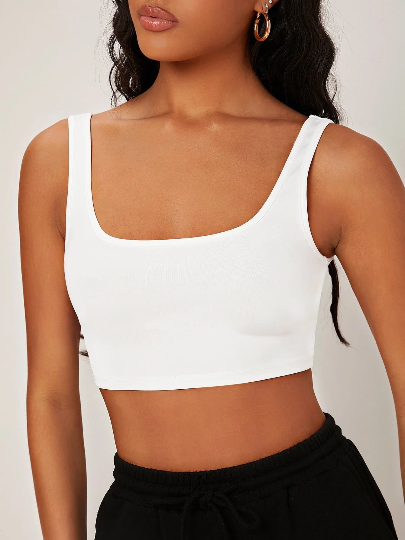 BASICS 3pcs/Pack Casual Modest Sporty Streetwear Solid Color Knit Fitted Cropped Tank Top For Women Summer For Women Gym Work Black Dark Blue White