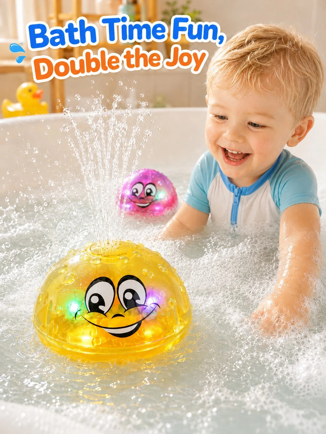 Bath Toy Ball Water Spray Light Rotating Shower Pool Children Toy Toddler Swimming Party Bathroom LED Light Toy Gift