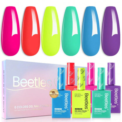 Beetles 15ML 6 Colors HEMA-Free Pastel Gel Polish- Fairy Tale Dream, Pastel Yellow Pink Blue Purple, Colorful Bottle, Soak Off UV LED Manicure