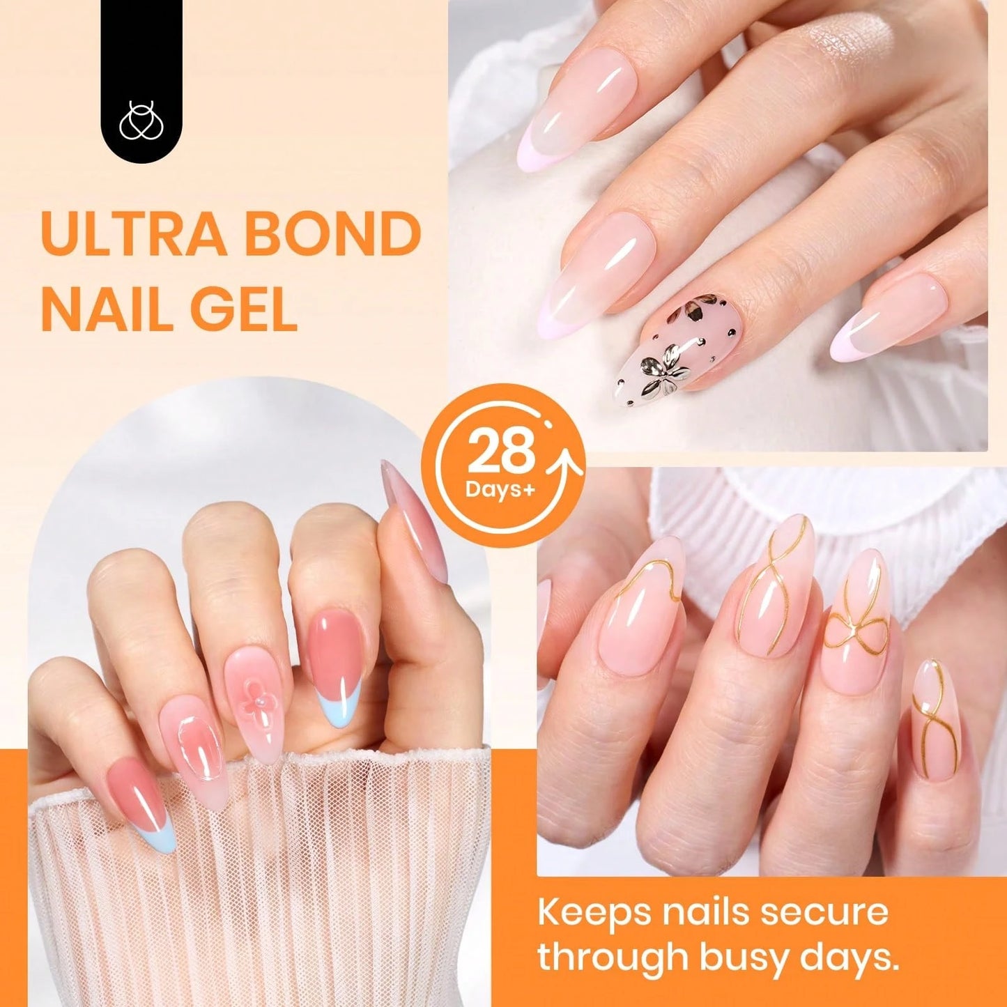 Beetles 2Pcs 20g Solid Nail Glue Gel, Tipex Soft Nail Tips Super Strong Glue For Acrylic Nails, Fake Nails & Press On Nails, Spring Nail Art, UV Light Required