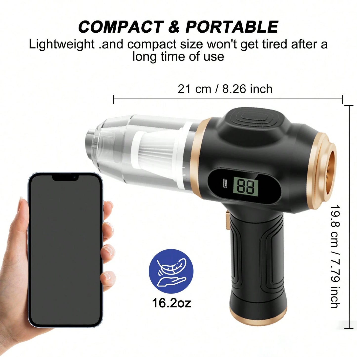 belibuy 2026 New Wireless Car Vacuum Cleaner, Strong Suction, 3-In-1 Handheld Vacuum, Type-C Fast Charging, Washable Filter, Non-Slip Handle, Dual-Use For Car Crevices, Keyboard, And Desktop Cleaning