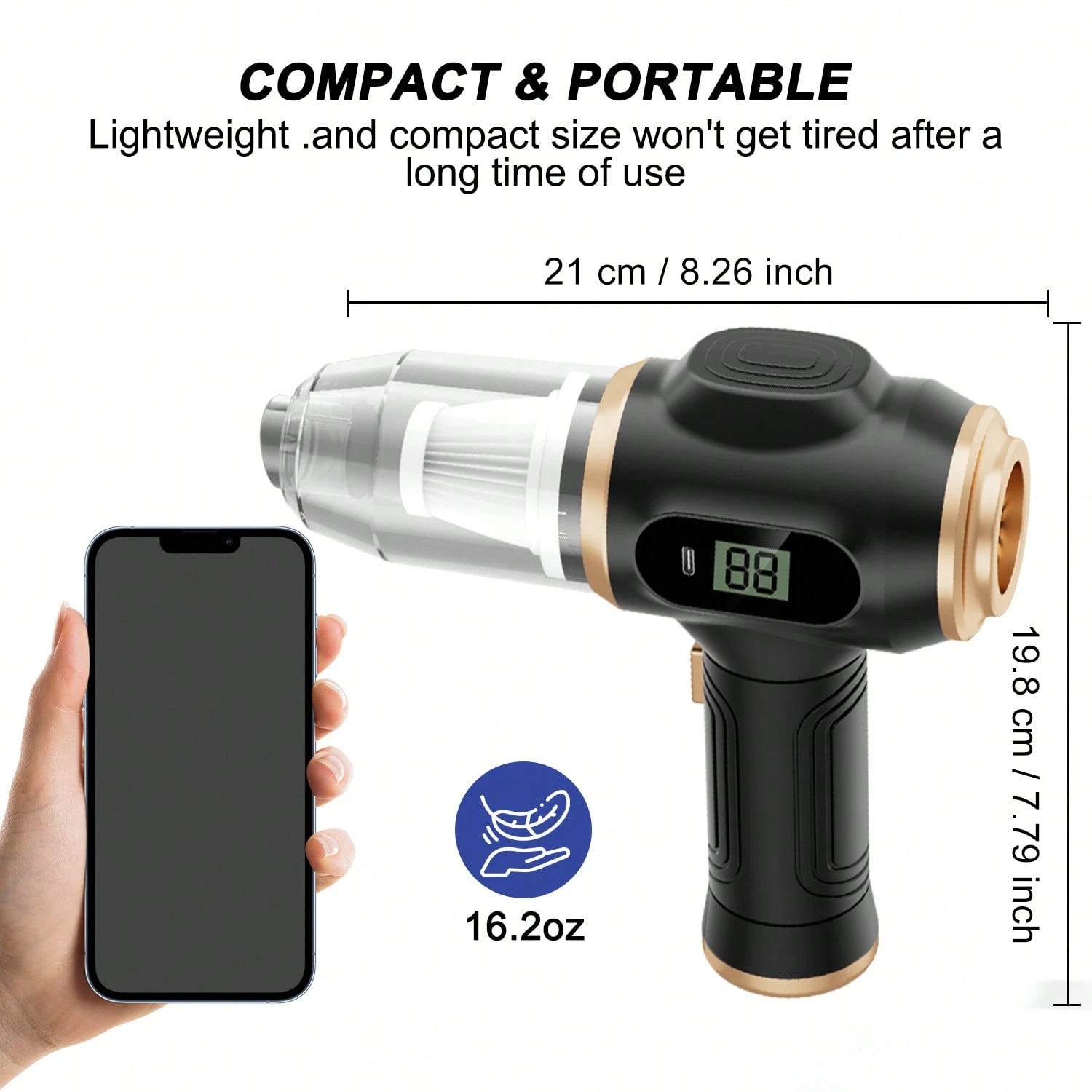 belibuy 2026 New Wireless Car Vacuum Cleaner, Strong Suction, 3-In-1 Handheld Vacuum, Type-C Fast Charging, Washable Filter, Non-Slip Handle, Dual-Use For Car Crevices, Keyboard, And Desktop Cleaning