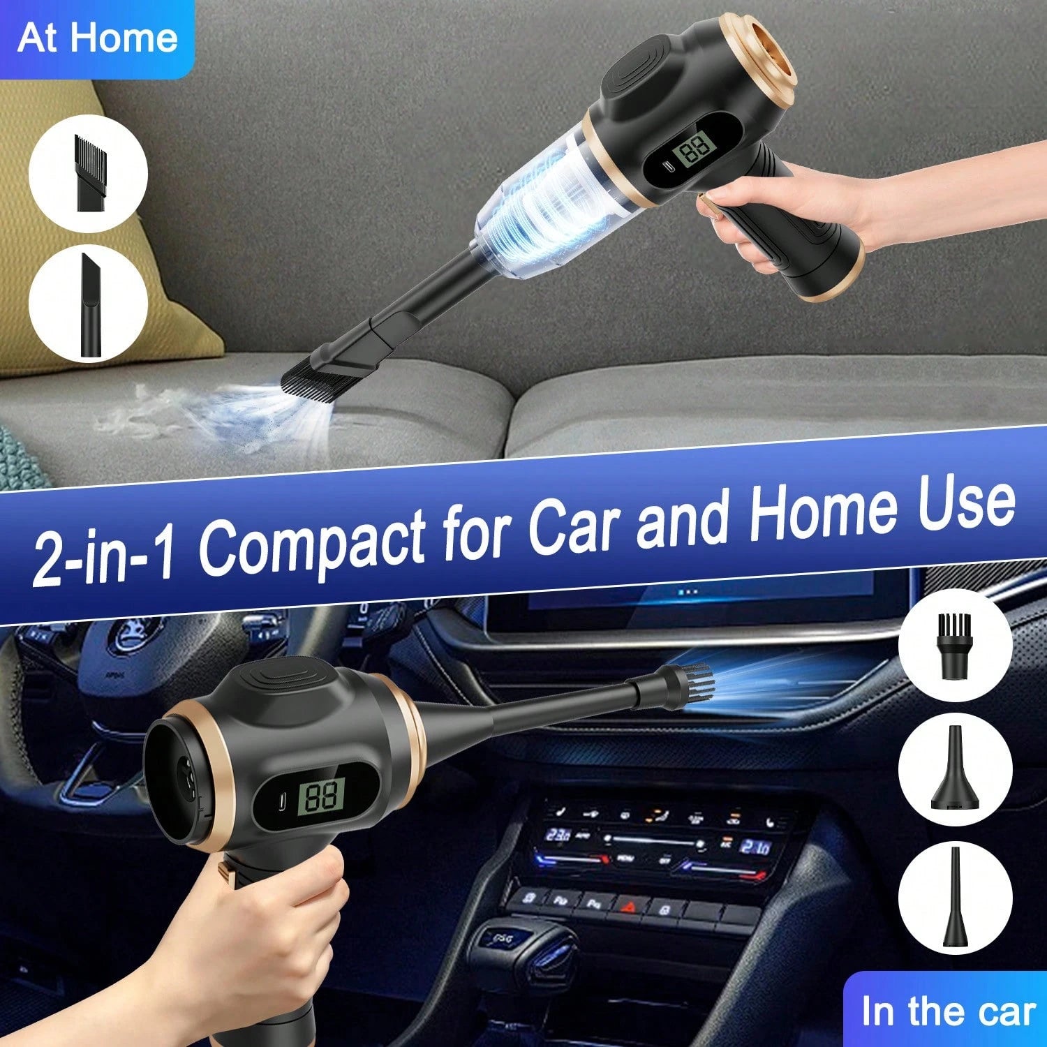 belibuy 2026 New Wireless Car Vacuum Cleaner, Strong Suction, 3-In-1 Handheld Vacuum, Type-C Fast Charging, Washable Filter, Non-Slip Handle, Dual-Use For Car Crevices, Keyboard, And Desktop Cleaning