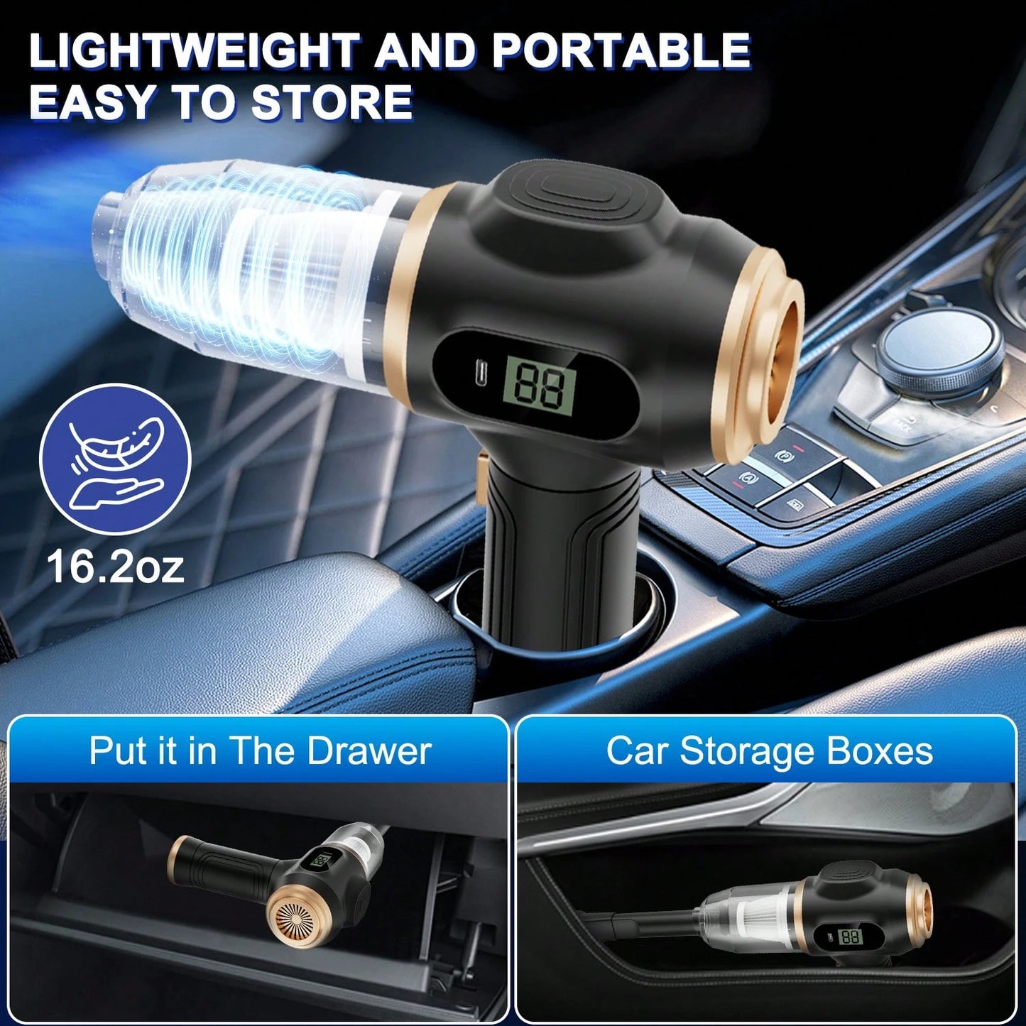 belibuy 2026 New Wireless Car Vacuum Cleaner, Strong Suction, 3-In-1 Handheld Vacuum, Type-C Fast Charging, Washable Filter, Non-Slip Handle, Dual-Use For Car Crevices, Keyboard, And Desktop Cleaning