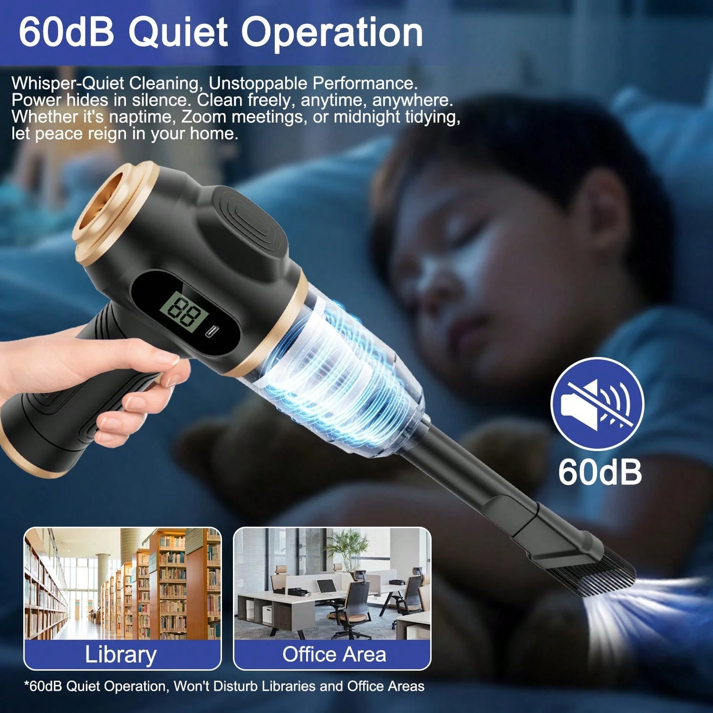 belibuy 2026 New Wireless Car Vacuum Cleaner, Strong Suction, 3-In-1 Handheld Vacuum, Type-C Fast Charging, Washable Filter, Non-Slip Handle, Dual-Use For Car Crevices, Keyboard, And Desktop Cleaning