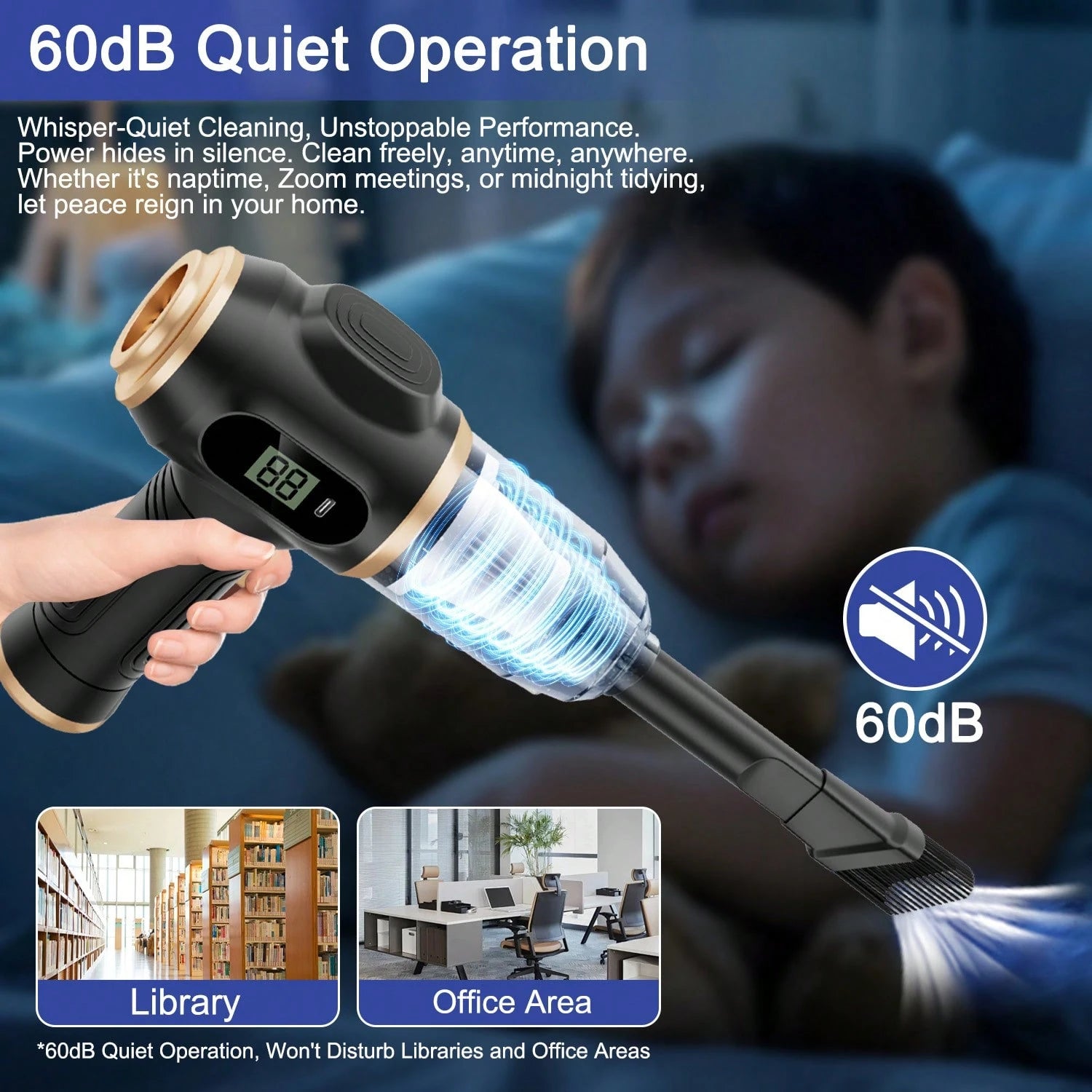 belibuy 2026 New Wireless Car Vacuum Cleaner, Strong Suction, 3-In-1 Handheld Vacuum, Type-C Fast Charging, Washable Filter, Non-Slip Handle, Dual-Use For Car Crevices, Keyboard, And Desktop Cleaning