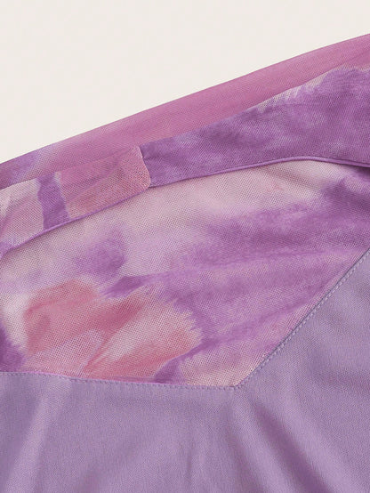 BELROSIE Tie Dye Draped Front Drawstring Side Halter Top