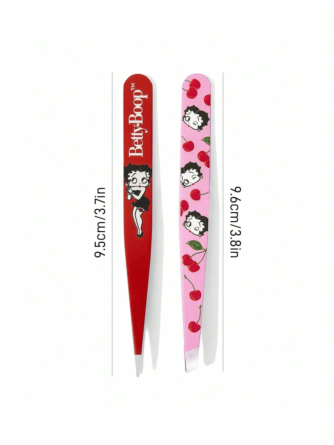 Betty Boop x 2 Pcs Multi-Functional High Precision Stainless Steel Eyebrow Tweezer Set, Cute And Practical Makeup Beauty Tools Set Essential For Home Use, Slanted Mouth, Pointed Nose Clip, Inclu