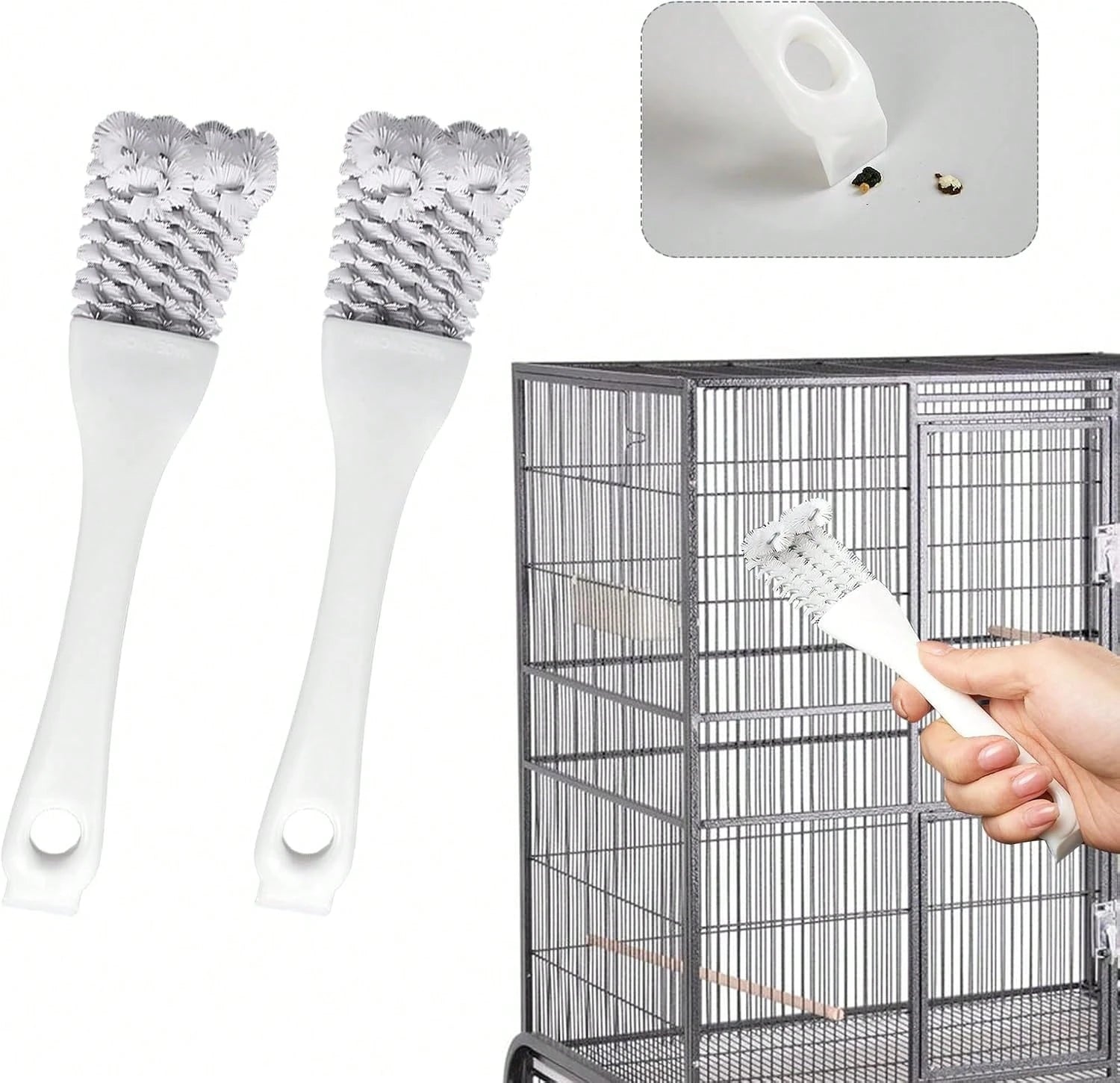 Bird Cage Cleaner With Long Handle &Amp; Shovel U2013 Hard Bristles Easy Bird Droppings Removal Brush For Parrot &Amp; Pet Cages &Amp; Bird Perch U2013 Durable Bird Cage Cleaning Tool &Amp; Accessory