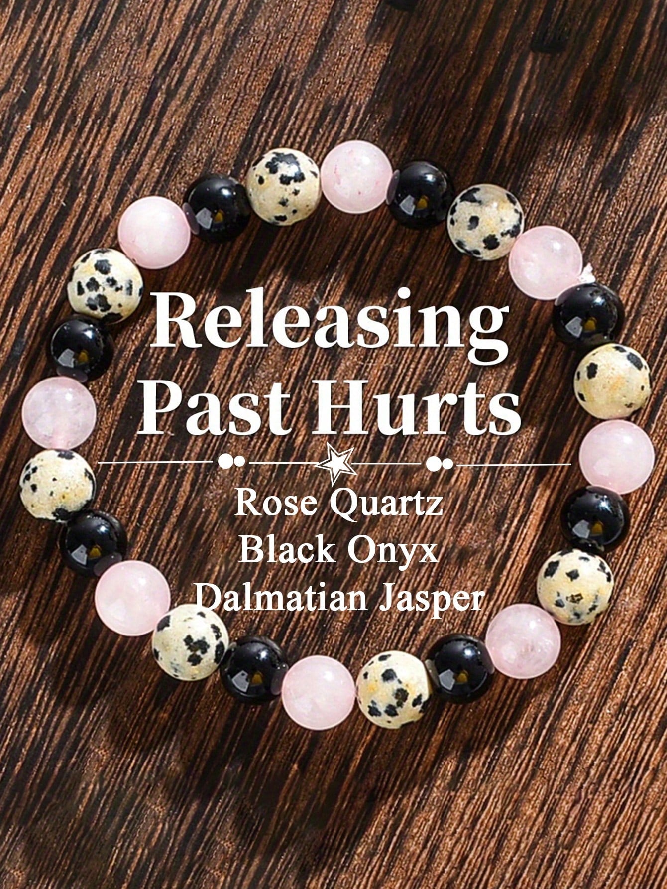 Black Agate & Dalmatian Jasper Beaded Protection Bracelet- Releaaing Past Hurt, Yoga Meditation Jewelry For Women Men-Balances,Self-Confidence
