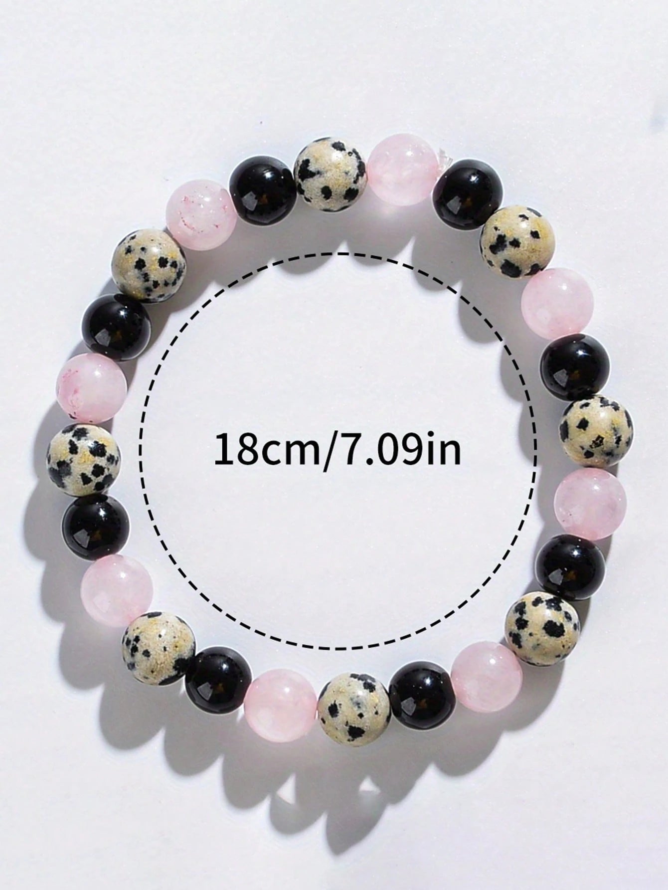 Black Agate & Dalmatian Jasper Beaded Protection Bracelet- Releaaing Past Hurt, Yoga Meditation Jewelry For Women Men-Balances,Self-Confidence