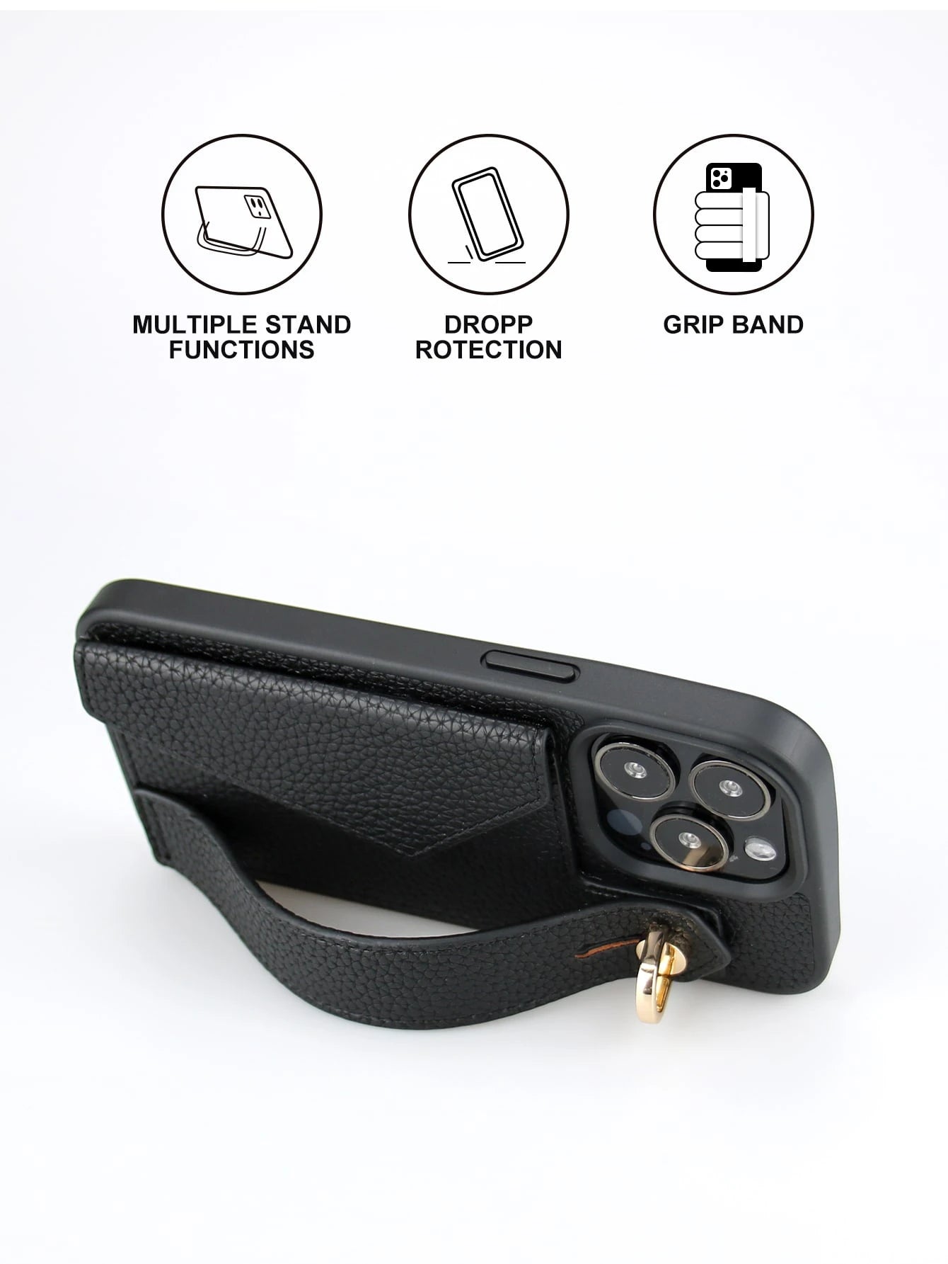 Black Leather Wallet Card Holder Cardholder Phone Case 1pc Black Leather Card Holder Wristlet Phone Case, Compatible With Apple 16e/11/12/13/14/17/15 Pro Max, Galaxy S20 Ultra/S21 Plus/S21 Ultra/S22 P
