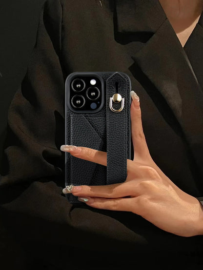 Black Leather Wallet Card Holder Cardholder Phone Case 1pc Black Leather Card Holder Wristlet Phone Case, Compatible With Apple 16e/11/12/13/14/17/15 Pro Max, Galaxy S20 Ultra/S21 Plus/S21 Ultra/S22 P