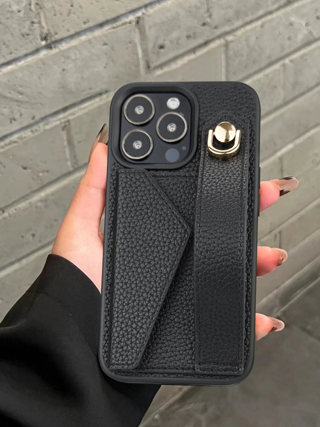 Black Leather Wallet Card Holder Cardholder Phone Case 1pc Black Leather Card Holder Wristlet Phone Case, Compatible With Apple 16e/11/12/13/14/17/15 Pro Max, Galaxy S20 Ultra/S21 Plus/S21 Ultra/S22 P