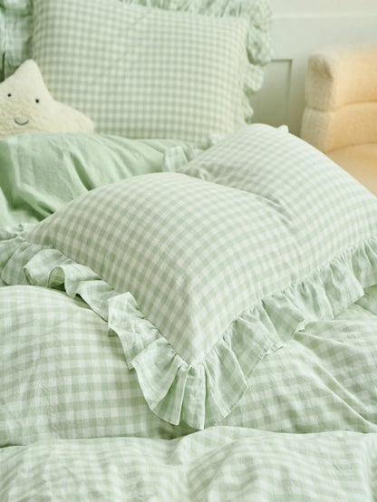 Black, Pink, Green, Blue Plaid Duvet Cover For Women, Adult Double Size- Soft Double-Sided Brushed Bedding Set, Zipper Closure, 3-Piece Set, Includes 1 Duvet Cover (90"X90") And 2 Pillowcases, Duvet