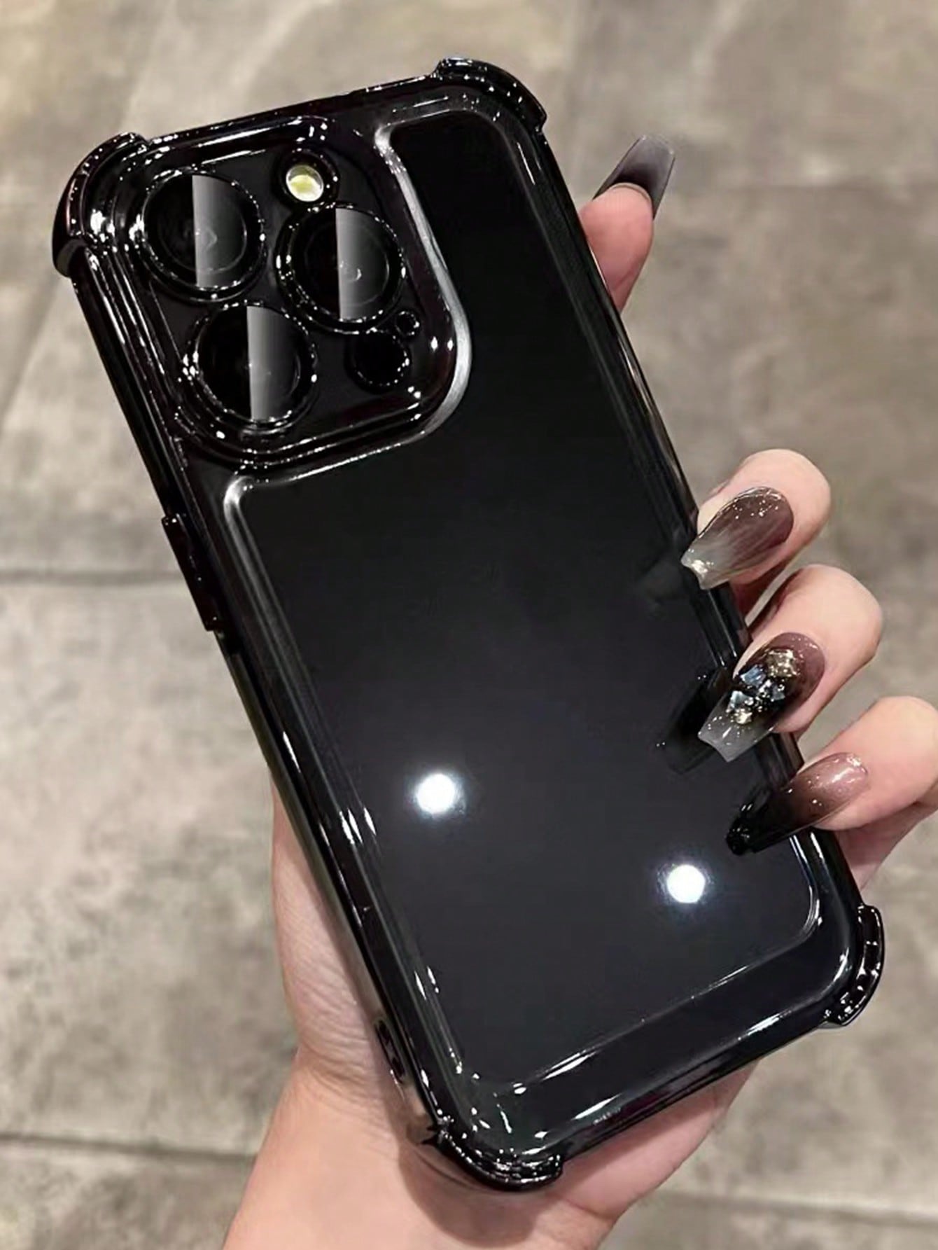 Black Screen Protection Solid Plain Black Fashion Phone Case 1PC Thick Anti-Yellowing Anti-Drop Mobile Phone Case Compatible With Iphone Waterproof Shockproof Scratch Resistant Reinforced Corners Spri