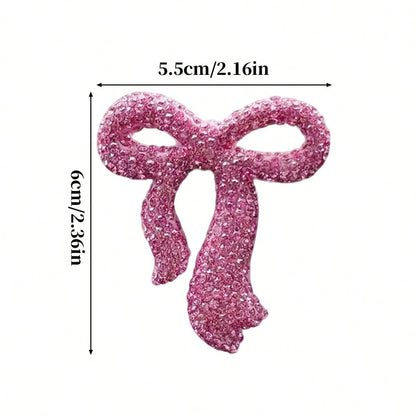 Bling Bowknot Car Decor Pendant, Pink & White Color Options, Rearview Mirror/ Center Console Delicate Accessory, Universal Fit