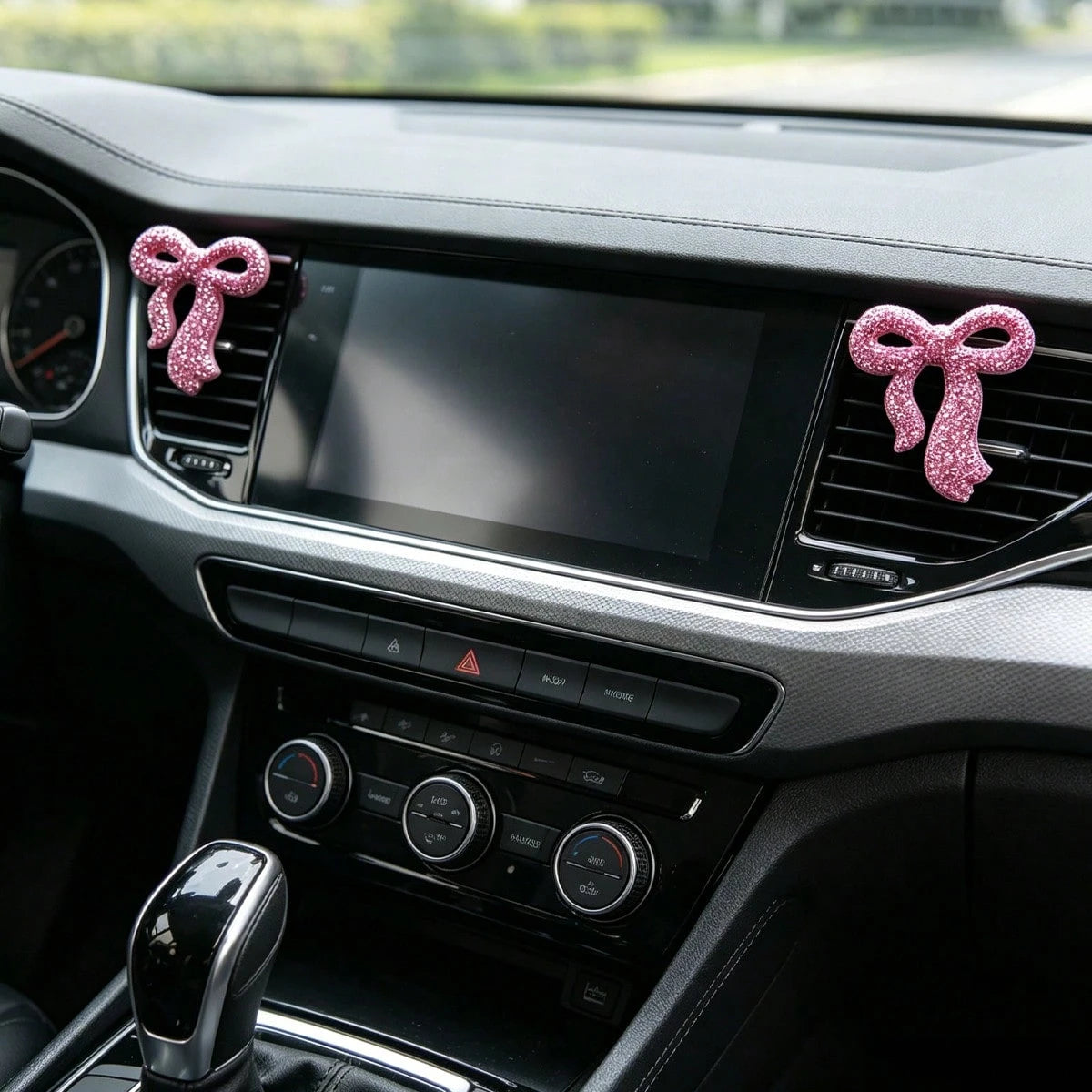 Bling Bowknot Car Decor Pendant, Pink & White Color Options, Rearview Mirror/ Center Console Delicate Accessory, Universal Fit