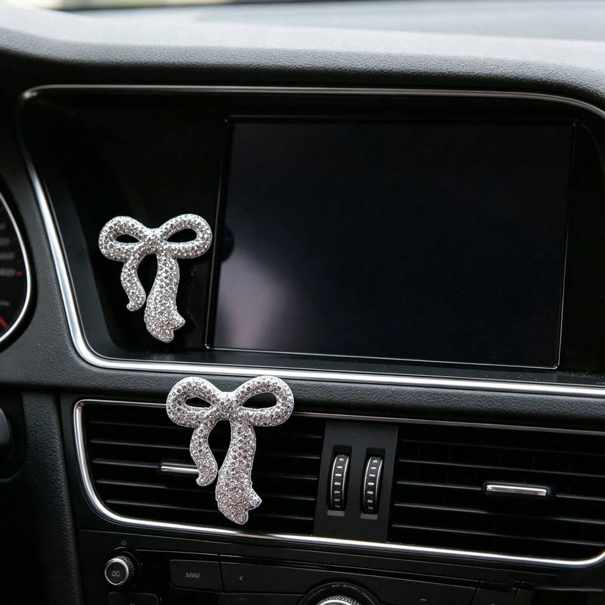 Bling Bowknot Car Decor Pendant, Pink & White Color Options, Rearview Mirror/ Center Console Delicate Accessory, Universal Fit