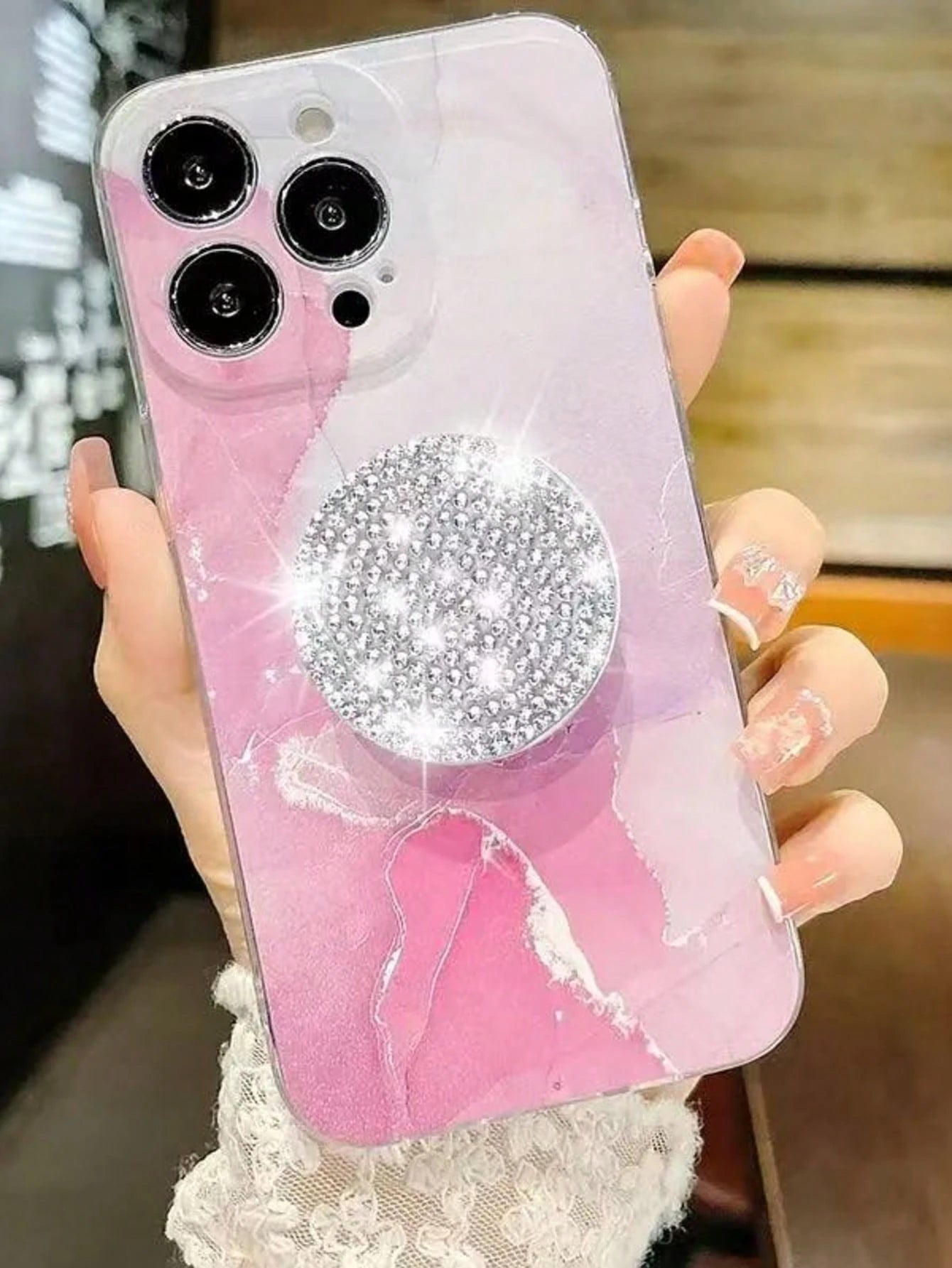 Bling Rhinestone Phone Grip Stand, Glittering Anti-Slip Holder For Watching Videos, Selfies, Desk Mount, Compatible With All Phones, Elegant Gift For Girlfriend
