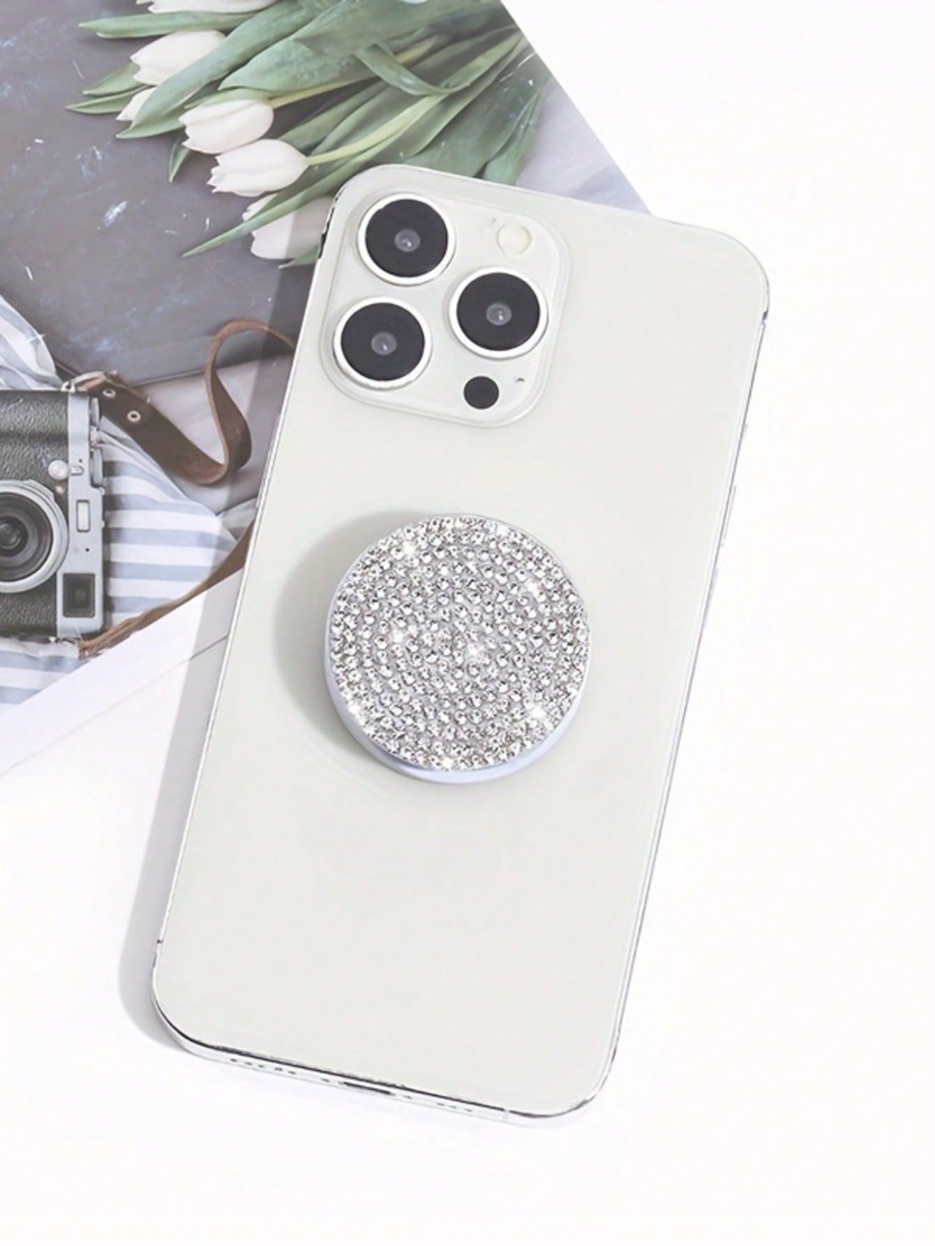 Bling Rhinestone Phone Grip Stand, Glittering Anti-Slip Holder For Watching Videos, Selfies, Desk Mount, Compatible With All Phones, Elegant Gift For Girlfriend