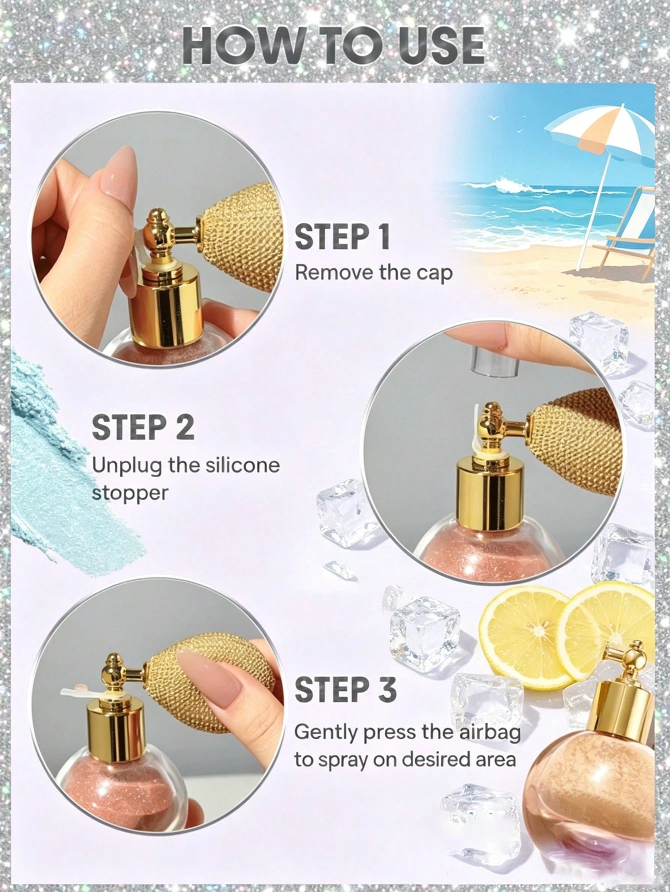 Body Highlighting Spray Bottle, Suitable For Bridal Use, Versatile Application For Hair, Collarbones, Neck, And Face. Provides An Even, Easy-To-Control Mist-An Ideal Choice For Enhancing Your Look At
