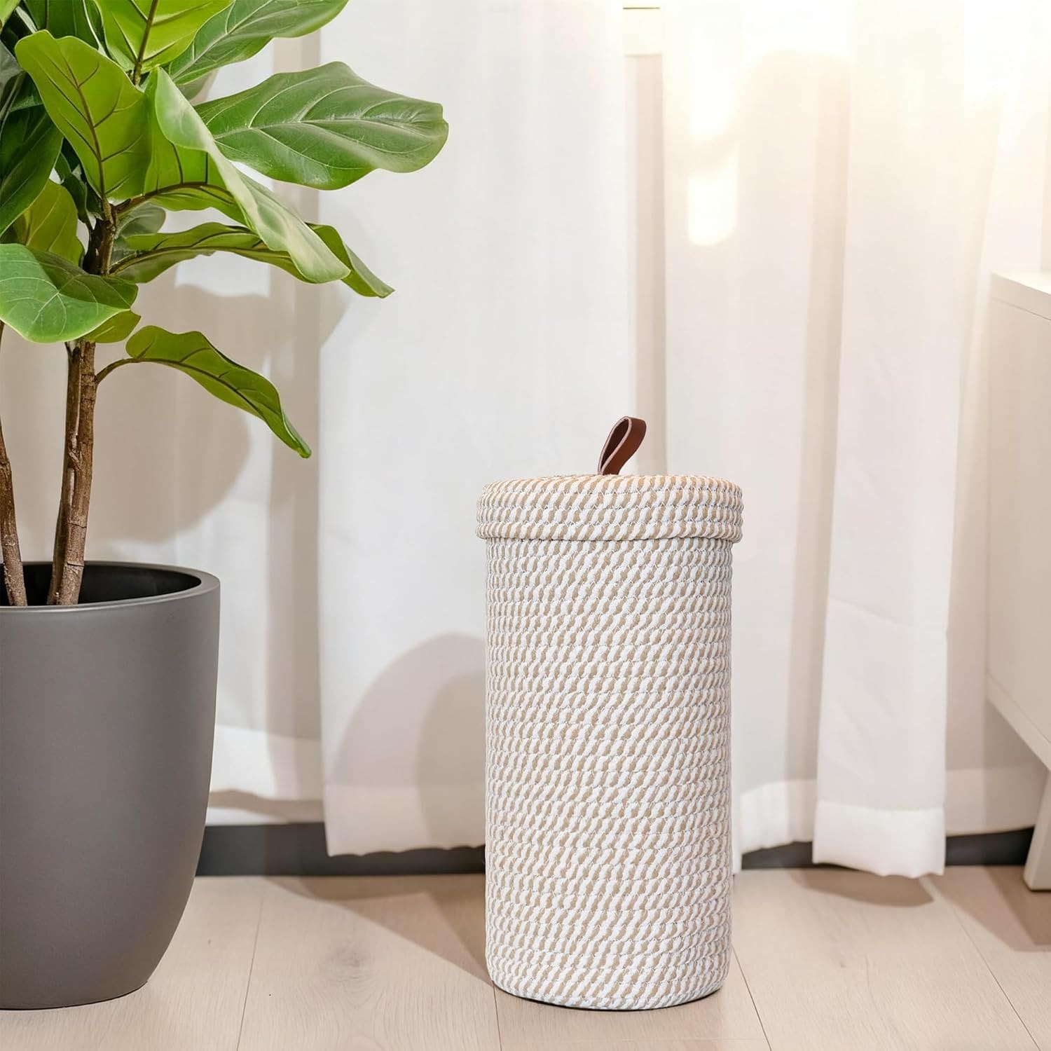Bohemian Style Decorative Toilet Paper Holder, Handwoven Paper Basket Can Store Large Toilet Paper Rolls, Holds 3 Rolls, Independent Bathroom Vanity Organizer. The Woven Paper Basket Can Store Large T
