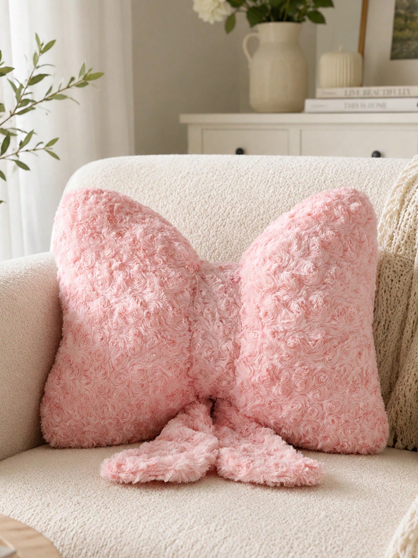 Bowknot Throw Pillow, Soft Plush Decorative Bowknot Pillow, Suitable For Sofa Bed, Bowknot Shaped Throw Pillow, Bedroom Room Decor, Living Room Decor Bowknot Throw Pillow