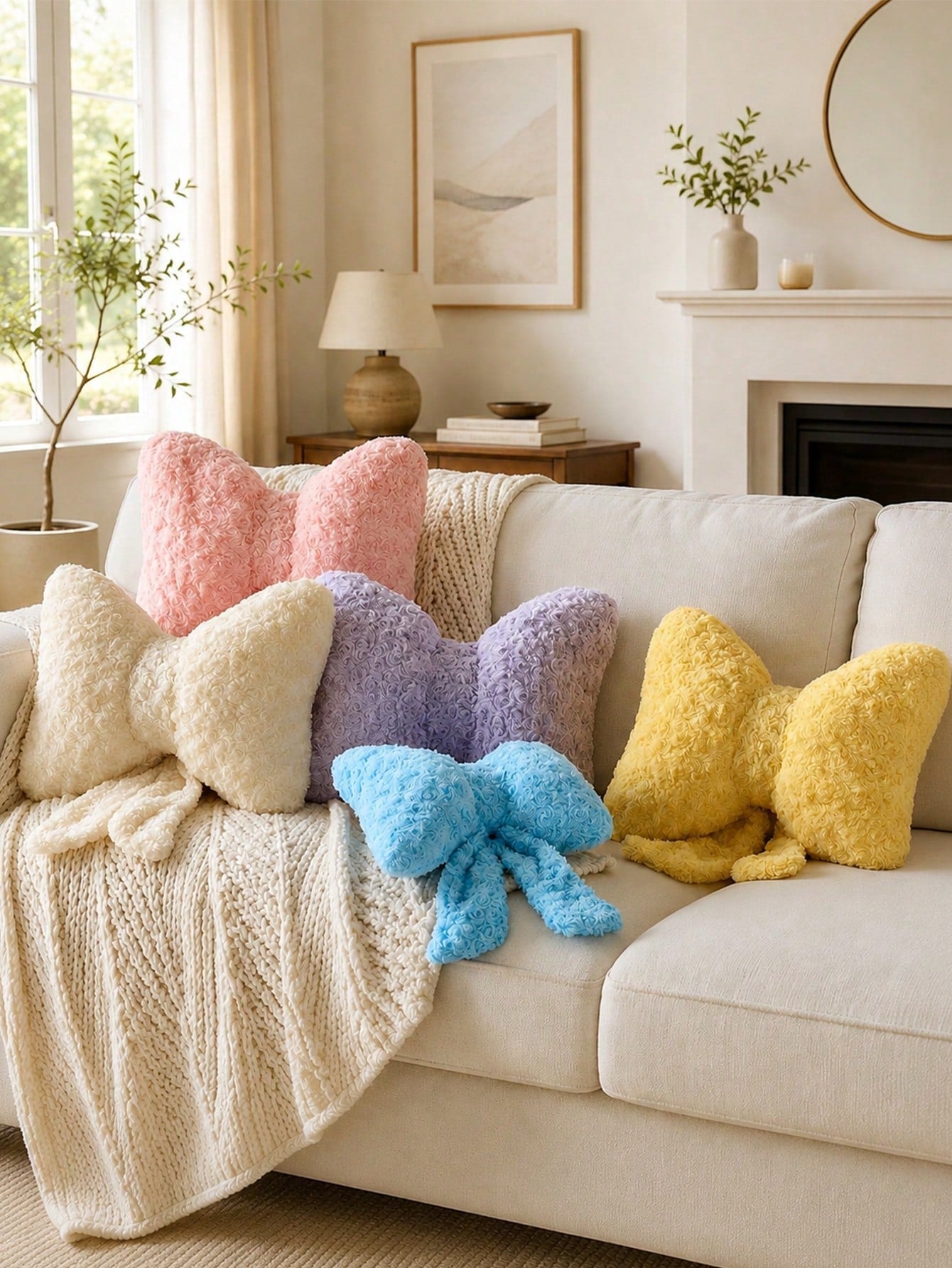 Bowknot Throw Pillow, Soft Plush Decorative Bowknot Pillow, Suitable For Sofa Bed, Bowknot Shaped Throw Pillow, Bedroom Room Decor, Living Room Decor Bowknot Throw Pillow