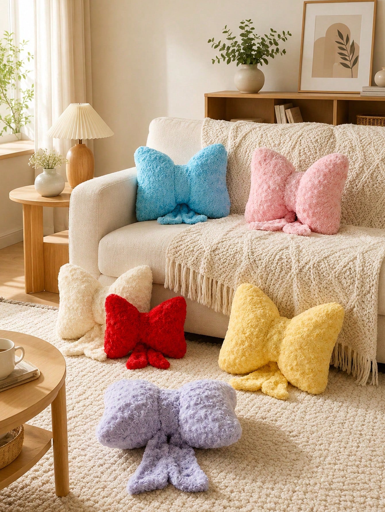 Bowknot Throw Pillow, Soft Plush Decorative Bowknot Pillow, Suitable For Sofa Bed, Bowknot Shaped Throw Pillow, Bedroom Room Decor, Living Room Decor Bowknot Throw Pillow