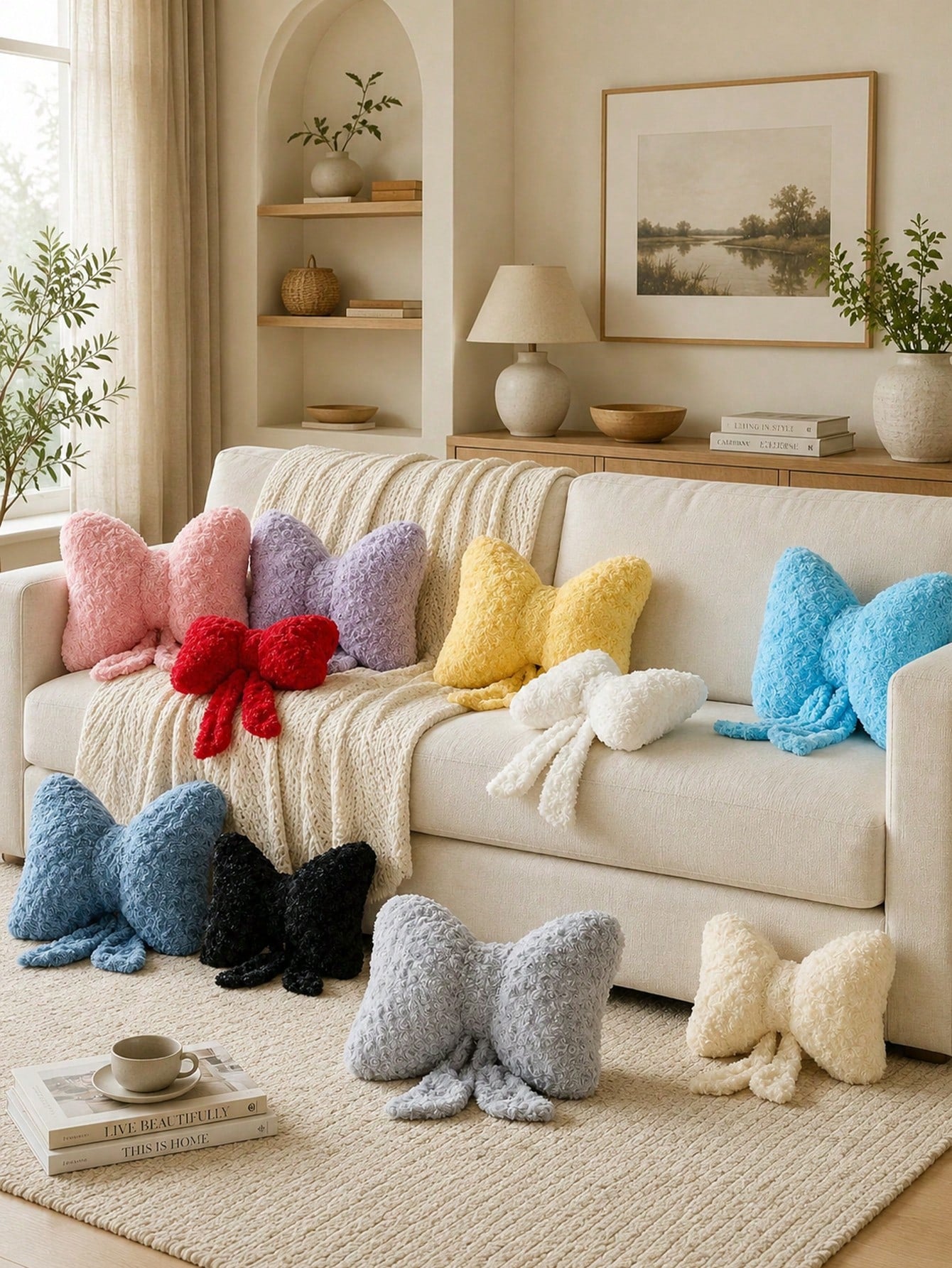 Bowknot Throw Pillow, Soft Plush Decorative Bowknot Pillow, Suitable For Sofa Bed, Bowknot Shaped Throw Pillow, Bedroom Room Decor, Living Room Decor Bowknot Throw Pillow