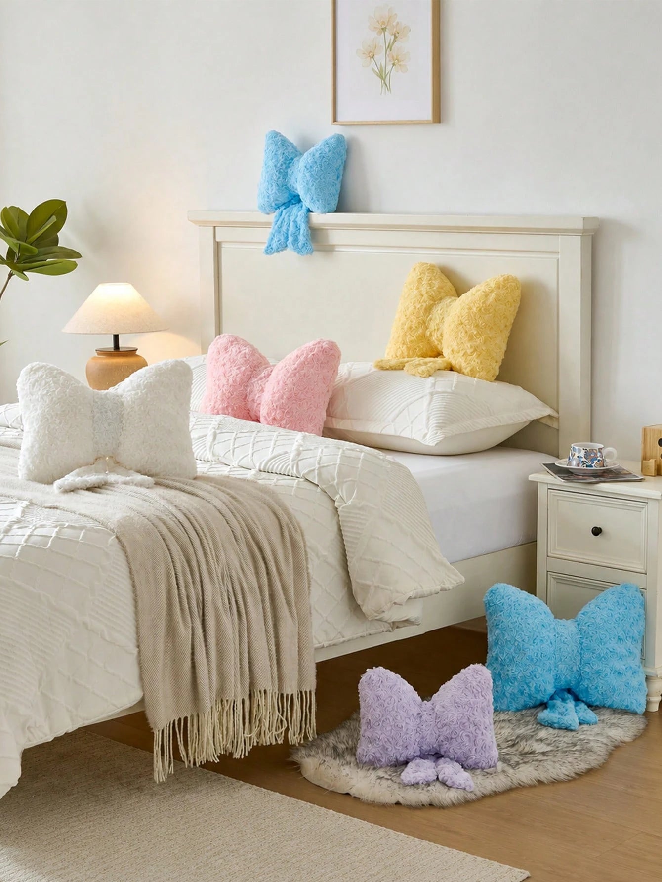 Bowknot Throw Pillow, Soft Plush Decorative Bowknot Pillow, Suitable For Sofa Bed, Bowknot Shaped Throw Pillow, Bedroom Room Decor, Living Room Decor Bowknot Throw Pillow
