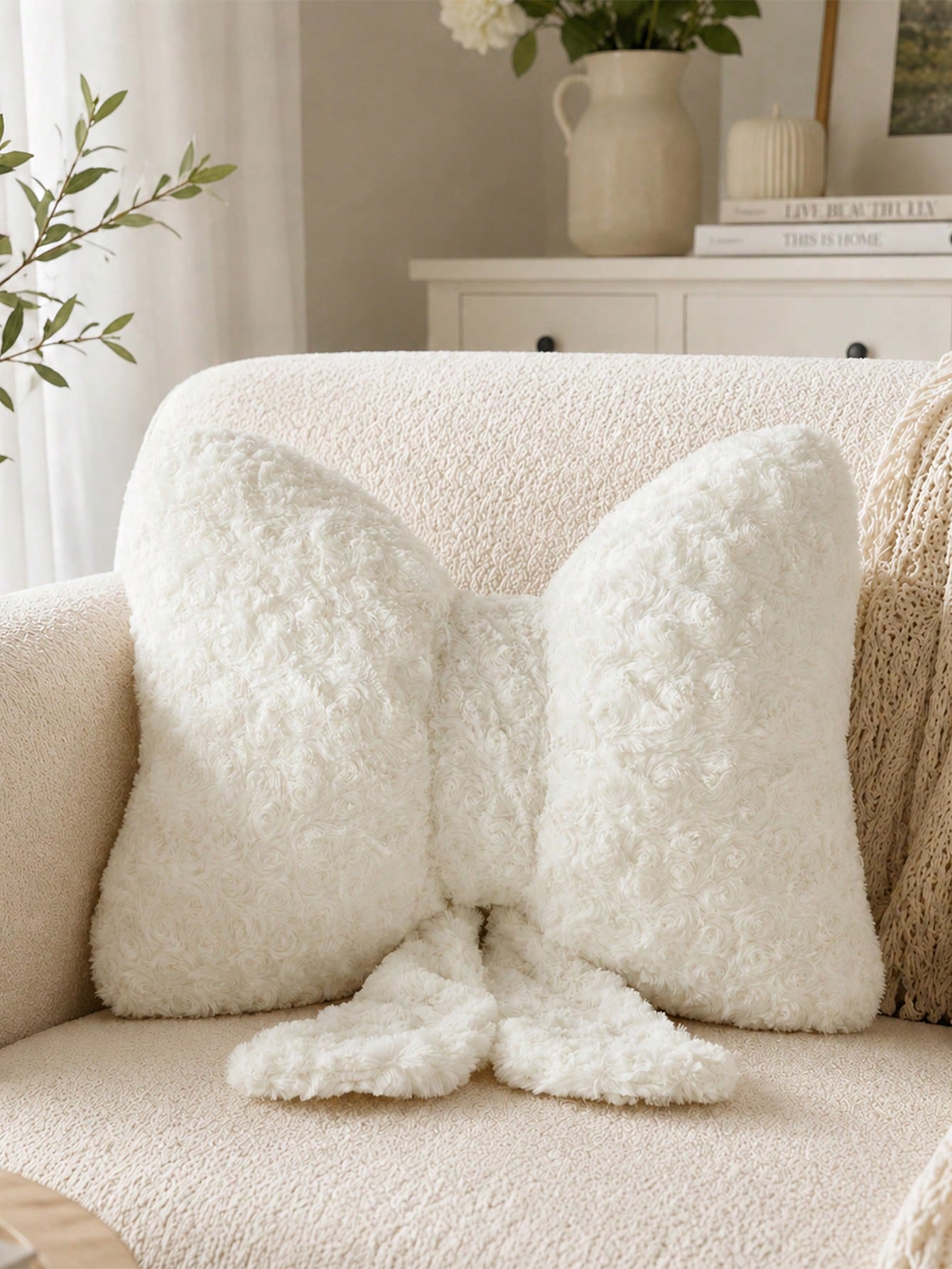 Bowknot Throw Pillow, Soft Plush Decorative Bowknot Pillow, Suitable For Sofa Bed, Bowknot Shaped Throw Pillow, Bedroom Room Decor, Living Room Decor Bowknot Throw Pillow