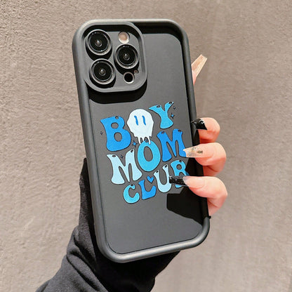 Boy Mom Club Pattern Phone Case, Decorative Phone Protector Cover, Phone Accessories Compatible With IPhone 11 12 13 14 15 Pro Max, Casing