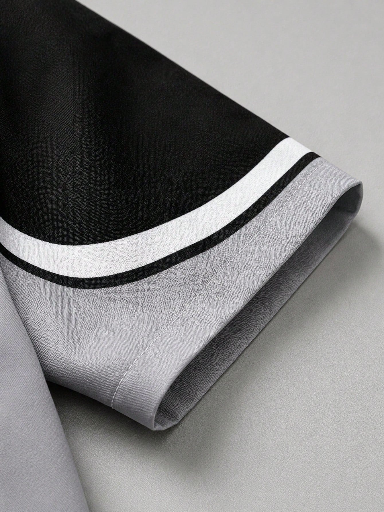 Boys Black Grey White Colorblock Abstract Wave Print Shirt With "SPARKLE" Star Pattern On Chest Paired With Casual Shorts, Streetwear Cool Style, Boys Short Sleeve Shorts Set, Boys Clothing, Boys Shir