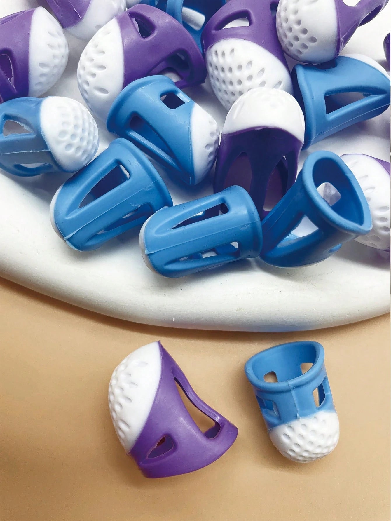 Breathable Silicone Finger Protectors Set, 2pcs Blue/Purple Optional Sewing Thimbles, Soft Flexible Non-Slip Finger Guards, Suitable For Long-Term Handcrafting, Compatible With Sewing And DIY Crafts