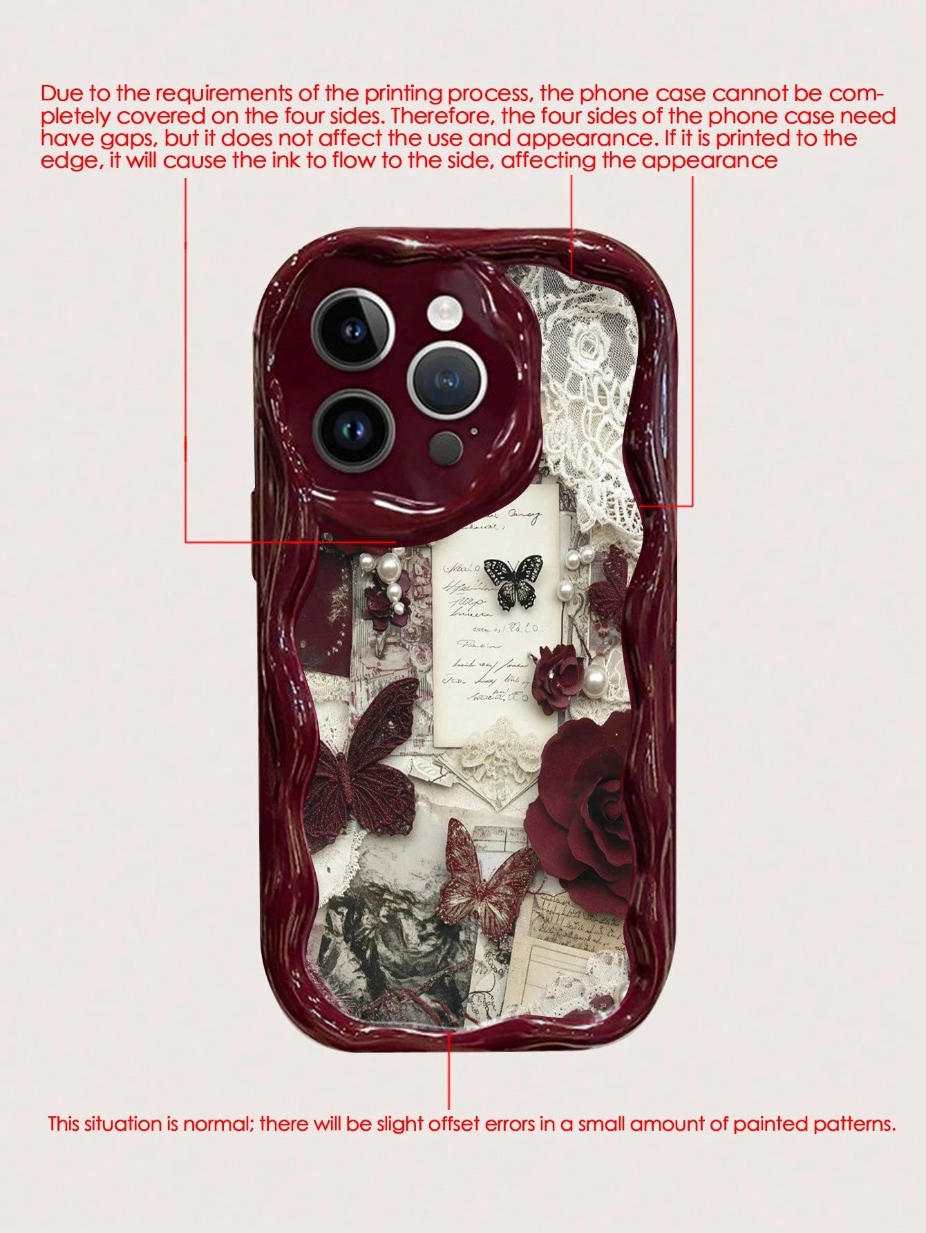 Butterfly Novelty Patchwork Floral & Butterfly Printed Cream Texture Soft Case Compatible With Iphone 17/17 Pro Max, 16/16 Pro/16 Pro Max, 15, XR, 7P/8P, P12 Pro Max, P13 Pro Max, P14 Pro Max, P13, P1