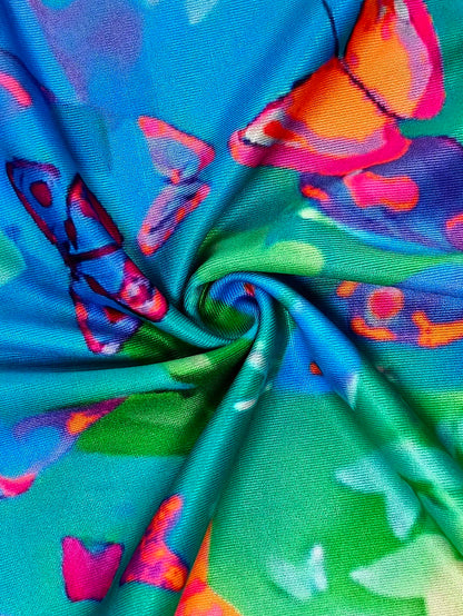 Butterfly Ombre Print Dress, Women's Casual Vacation Daily Wear, Sleeveless V-Neck Dress Summer Elegant