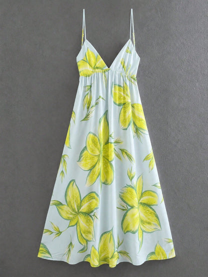 Cévolie Women's Floral Print Casual Camisole Vacation Dress
