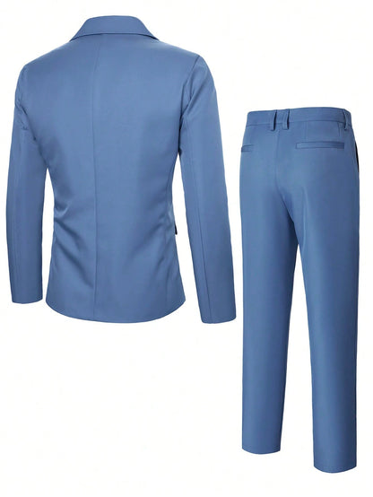 Calvornis Men's Contrast Color Lapel Blazer & Trousers Formal Suit Set Wedding Suit Formal, Ceremony